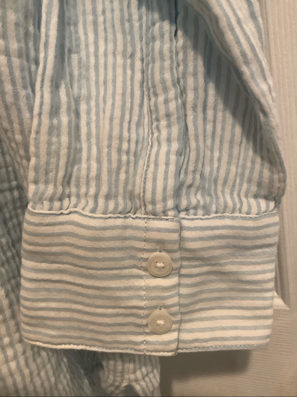 L.L.BEAN Womens Blue/White 100% Cotton Seersucker Coastal Beach Dress CoverUp XL - Picture 3 of 9